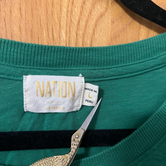 Nation LTD Teal Long puff Sleeve Top L - Picture 3 of 6